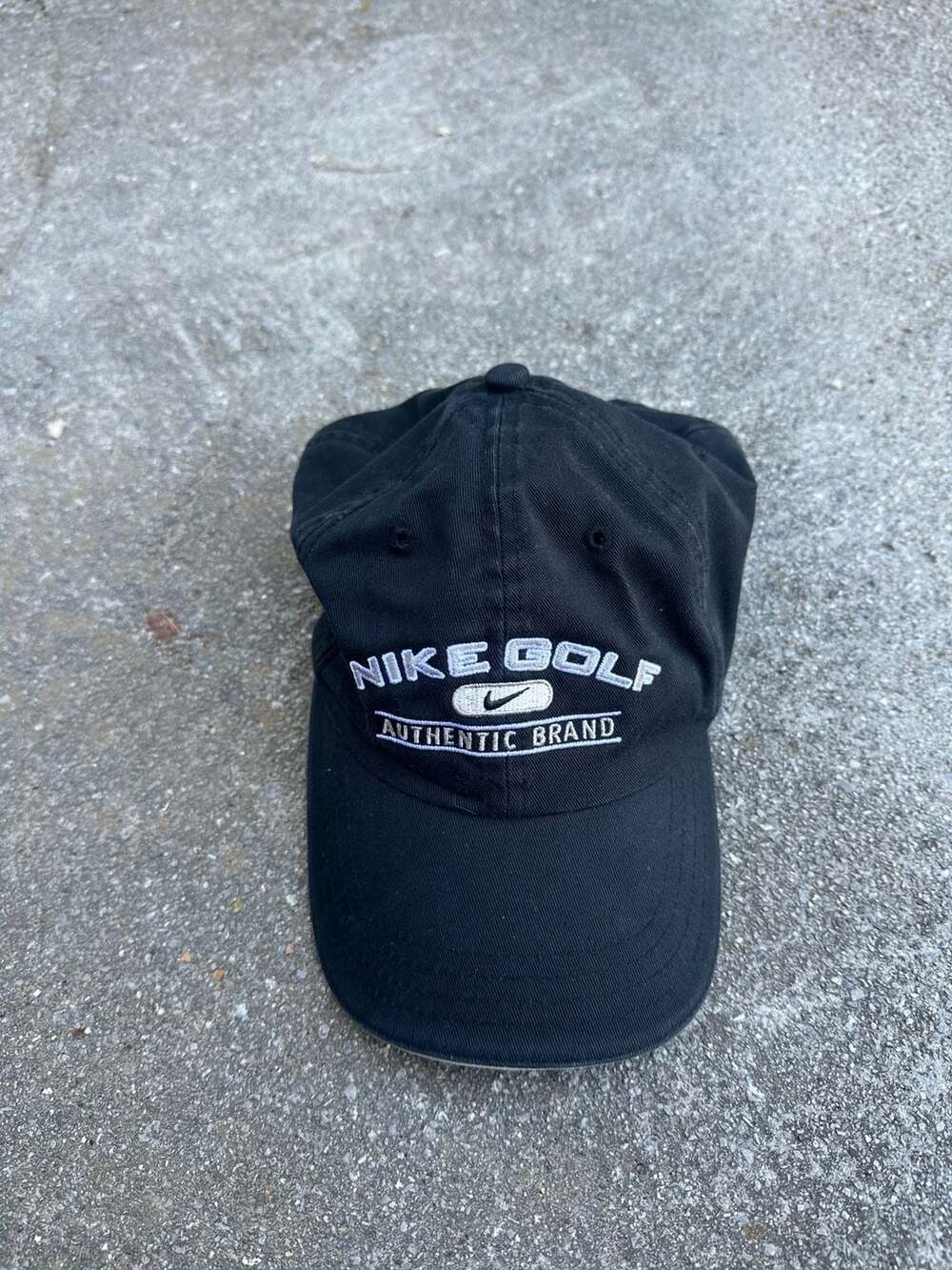 Vintage Nike Golf Authentic Brand Black Adjustable Strapback Hat One Size